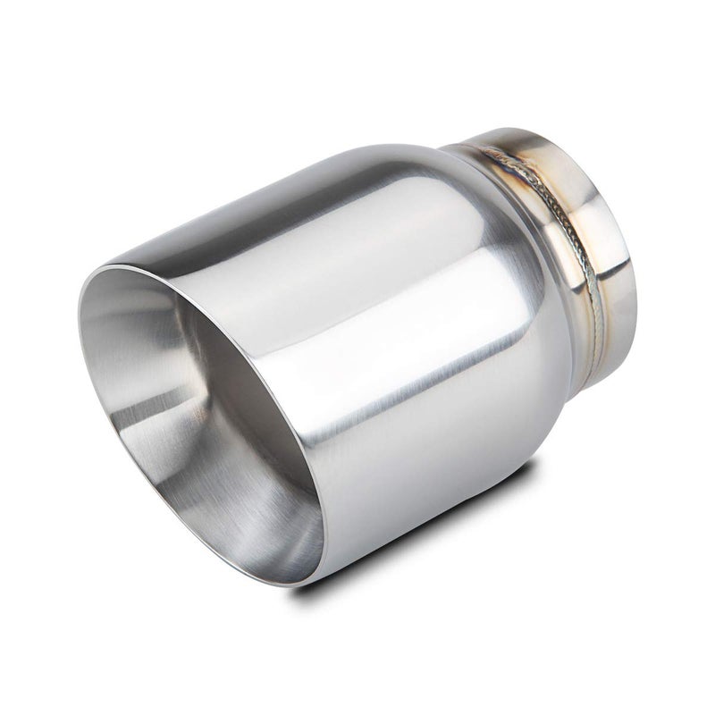 LCGP 3" Inlet Universal Exhaust Tip, 4" Outlet - 5" Long, Stainless Steel Double Wall Angle Cut - Image 1